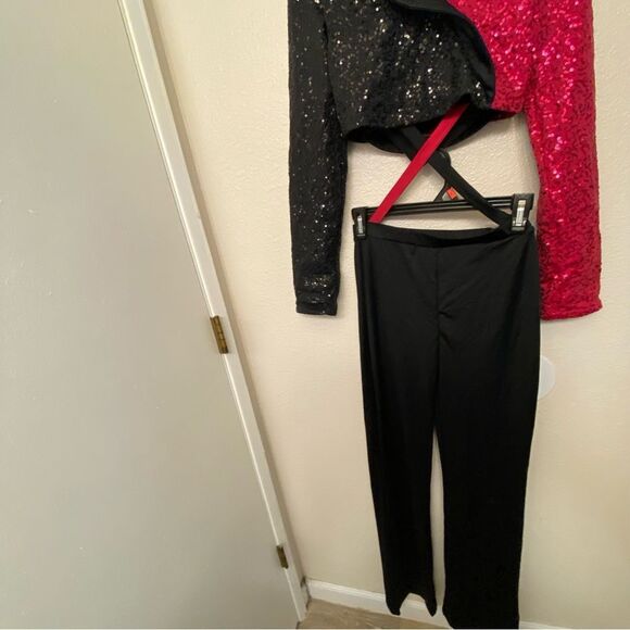 Weissman elite dance costume red black tux jumpsuit Do What I Do 14806 SA adult - Picture 3 of 11